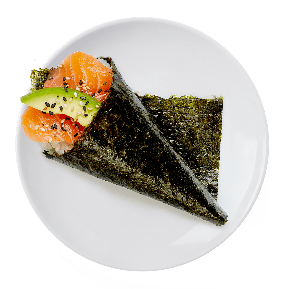 salmon + avocado handroll