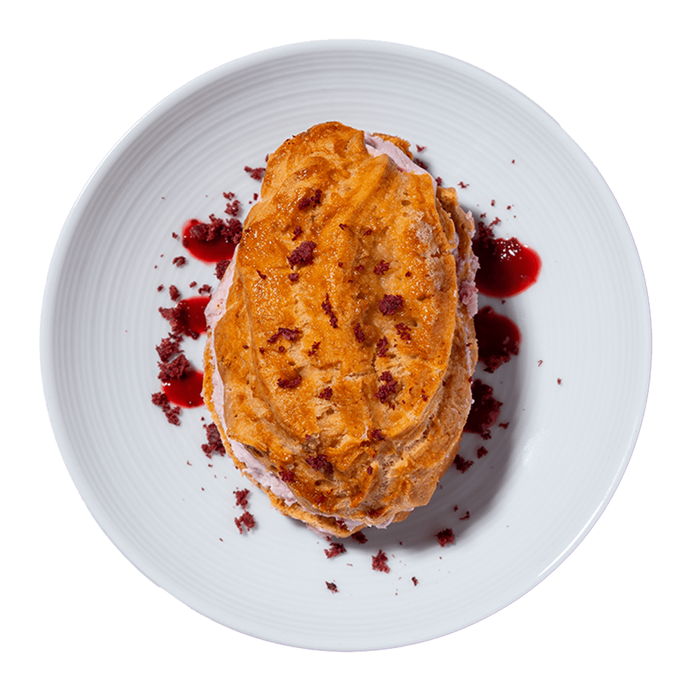 cherry blossom + raspberry cream puff
