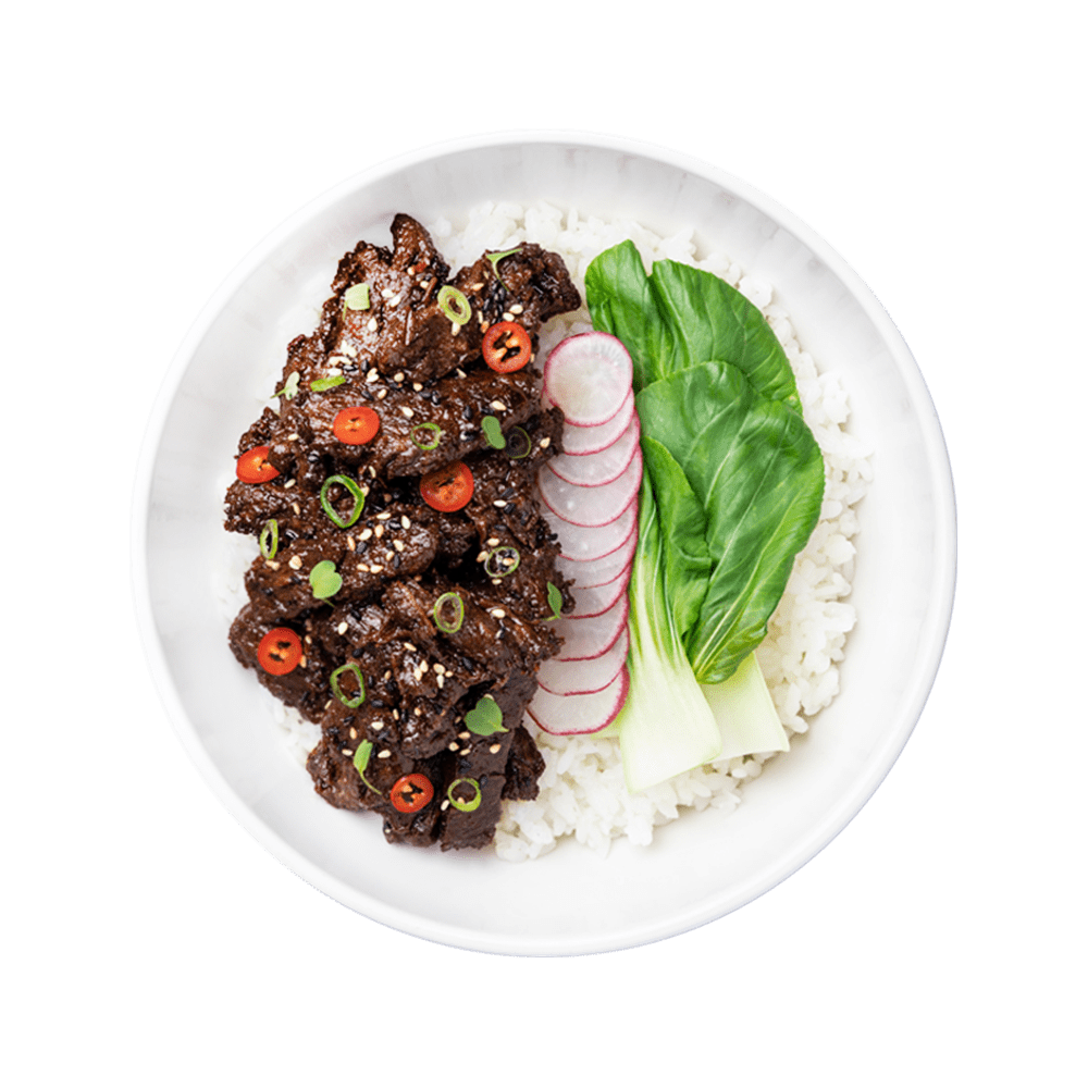 chargrilled ‘steak’ teriyaki rice bowl
