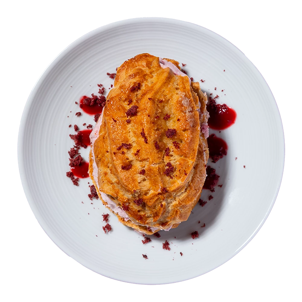 cherry blossom + raspberry cream puff
