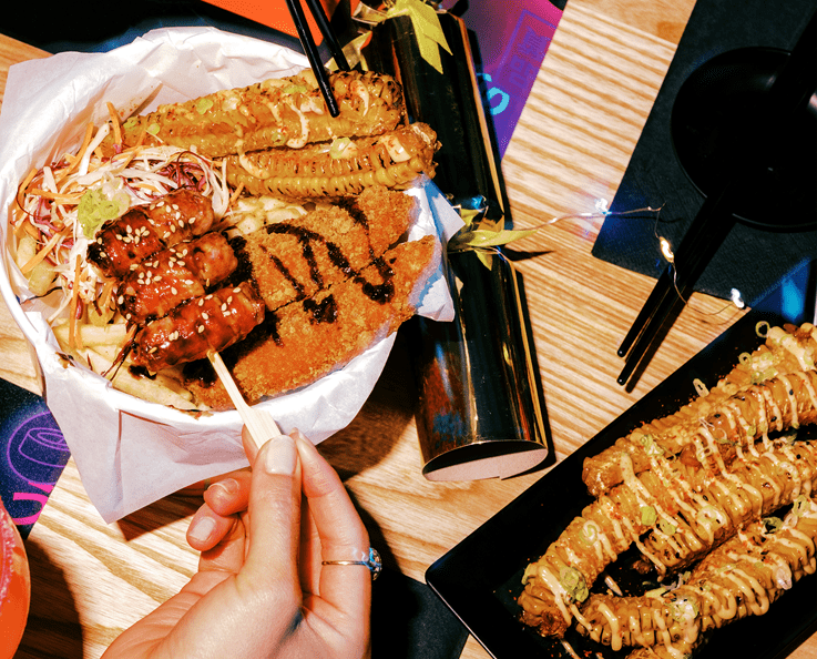 JFC, pigs in blankets and miso corn ribs